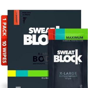 SweatBlock Antiperspirant Body Wipes for Men & Women - Clinical Strength